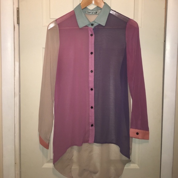 Color block button down blouse - Picture 4 of 4